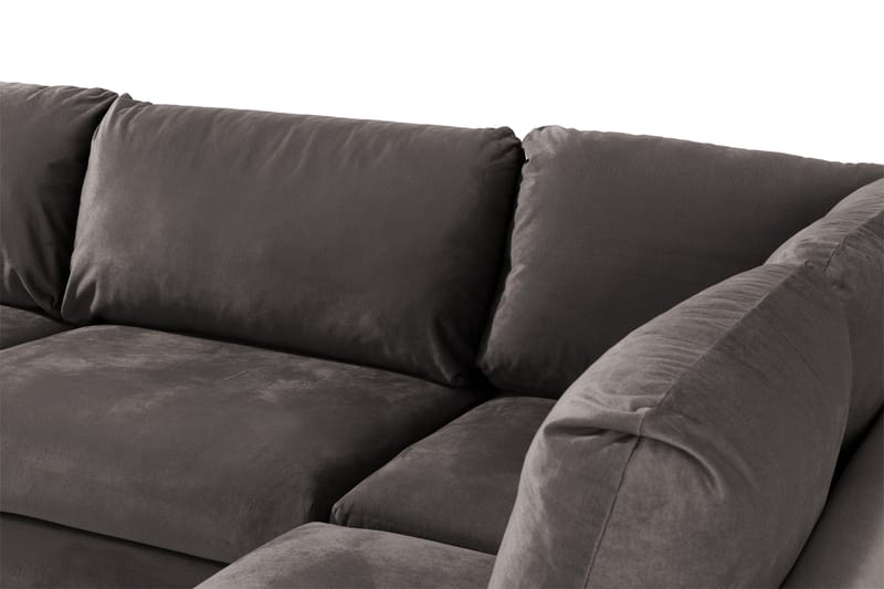 Trend 4-sits Högervänd L-formad Schäslongsoffa i Sammet - Mörkgrå - Möbler - Soffa - Divansoffa & schäslongsoffa - 4 sits soffa med divan