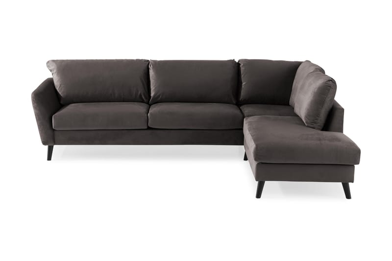 Trend 4-sits Högervänd L-formad Schäslongsoffa i Sammet - Mörkgrå - Möbler - Soffa - Divansoffa & schäslongsoffa - 4 sits soffa med divan