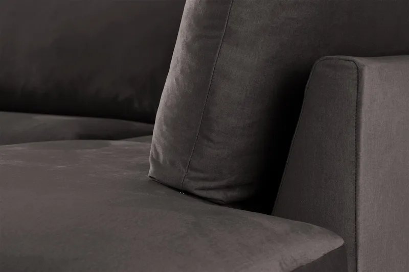 Trend 4-sits Högervänd L-formad Schäslongsoffa i Sammet - Mörkgrå - Möbler - Soffa - Divansoffa & schäslongsoffa - 4 sits soffa med divan