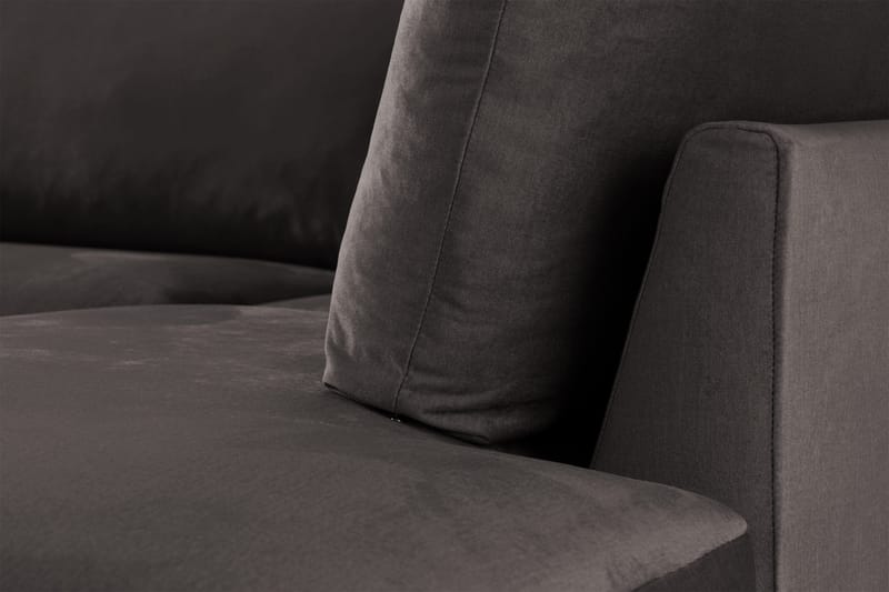 Trend 4-sits Högervänd L-formad Schäslongsoffa i Sammet - Mörkgrå - Möbler - Soffa - Divansoffa & schäslongsoffa - 4 sits soffa med divan