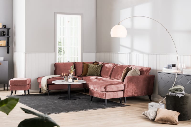 Trend 4-sits Högervänd L-formad Schäslongsoffa i Sammet - Rosa - Möbler - Soffa - Divansoffa & schäslongsoffa - 4 sits soffa med divan
