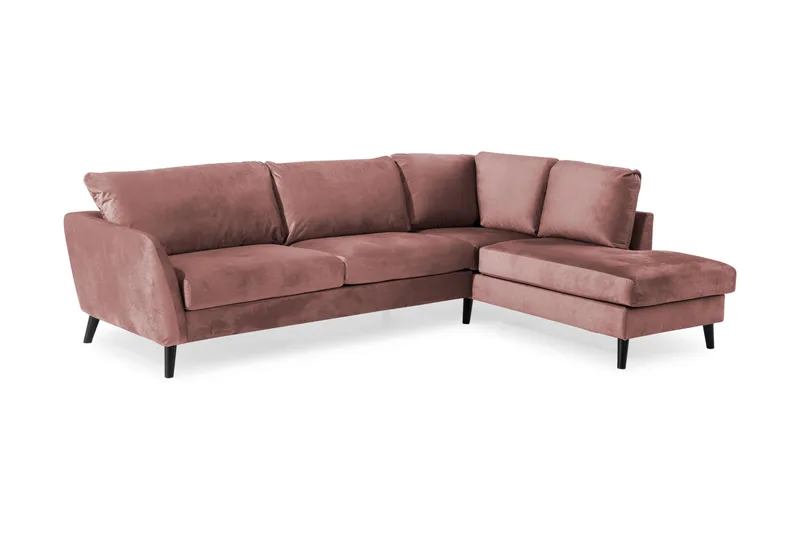 Trend 4-sits Högervänd L-formad Schäslongsoffa i Sammet - Rosa - Möbler - Soffa - Divansoffa & schäslongsoffa - 4 sits soffa med divan