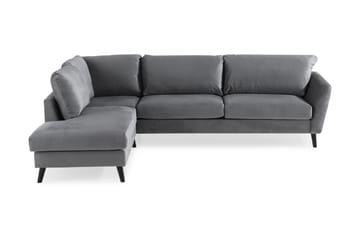 Trend 4-sits Vänstervänd L-formad Schäslongsoffa i Sammet - Ljusgrå - Möbler - Soffa - Divansoffa & schäslongsoffa - 4 sits soffa med divan