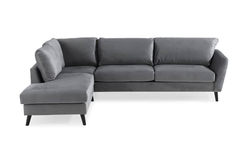 Trend 4-sits Vänstervänd L-formad Schäslongsoffa i Sammet - Ljusgrå - Möbler - Soffa - Divansoffa & schäslongsoffa - 4 sits soffa med divan