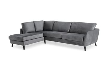 Trend 4-sits Vänstervänd L-formad Schäslongsoffa i Sammet - Ljusgrå - Möbler - Soffa - Divansoffa & schäslongsoffa - 4 sits soffa med divan