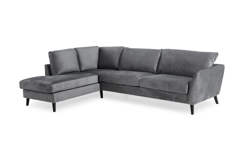 Trend 4-sits Vänstervänd L-formad Schäslongsoffa i Sammet - Ljusgrå - Möbler - Soffa - Divansoffa & schäslongsoffa - 4 sits soffa med divan