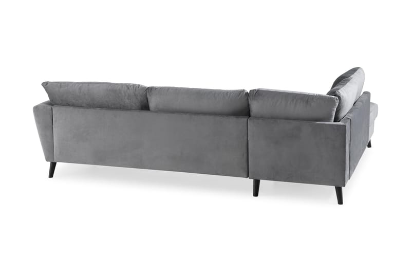 Trend 4-sits Vänstervänd L-formad Schäslongsoffa i Sammet - Ljusgrå - Möbler - Soffa - Divansoffa & schäslongsoffa - 4 sits soffa med divan