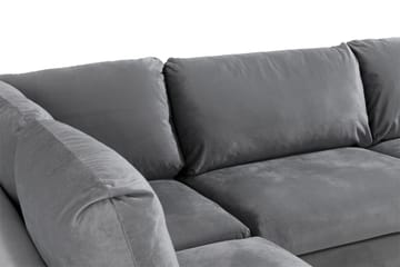 Trend 4-sits Vänstervänd L-formad Schäslongsoffa i Sammet - Ljusgrå - Möbler - Soffa - Divansoffa & schäslongsoffa - 4 sits soffa med divan