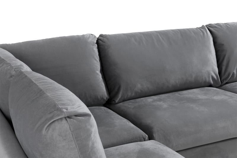 Trend 4-sits Vänstervänd L-formad Schäslongsoffa i Sammet - Ljusgrå - Möbler - Soffa - Divansoffa & schäslongsoffa - 4 sits soffa med divan