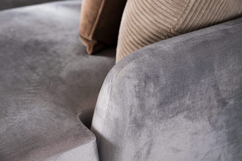 Trend 4-sits Vänstervänd L-formad Schäslongsoffa i Sammet - Ljusgrå - Möbler - Soffa - Divansoffa & schäslongsoffa - 4 sits soffa med divan