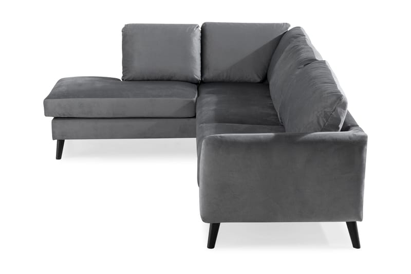 Trend 4-sits Vänstervänd L-formad Schäslongsoffa i Sammet - Ljusgrå - Möbler - Soffa - Divansoffa & schäslongsoffa - 4 sits soffa med divan