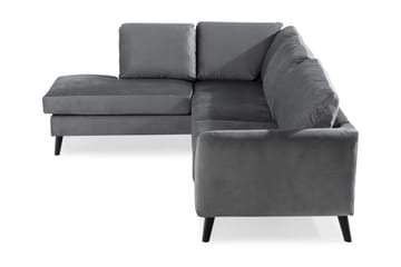 Trend 4-sits Vänstervänd L-formad Schäslongsoffa i Sammet - Ljusgrå - Möbler - Soffa - Divansoffa & schäslongsoffa - 4 sits soffa med divan