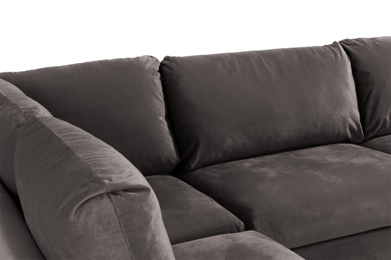 Trend 4-sits Vänstervänd L-formad Schäslongsoffa i Sammet - Mörkgrå - Möbler - Soffa - Divansoffa & schäslongsoffa - 4 sits soffa med divan