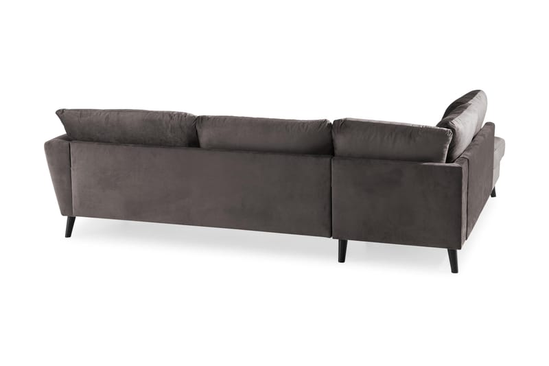 Trend 4-sits Vänstervänd L-formad Schäslongsoffa i Sammet - Mörkgrå - Möbler - Soffa - Divansoffa & schäslongsoffa - 4 sits soffa med divan