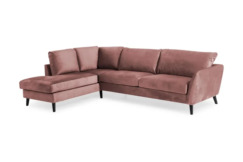 Trend 4-sits Vänstervänd L-formad Schäslongsoffa i Sammet - Rosa - Möbler - Soffa - Divansoffa & schäslongsoffa - 4 sits soffa med divan
