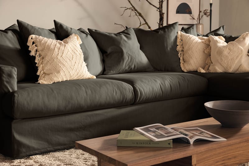 3-sits Soffa med Schäslong Armunia Höger Tvättbar & avtagbar klädsel - Mörkgrön - 4 sits soffa med divan - Divansoffa & schäslongsoffa