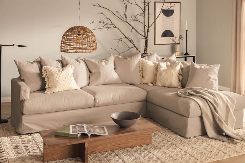 3-sits Soffa med Schäslong Menard Höger Tvättbar & avtagbar klädsel - Beige - Möbler - Soffa - Divansoffa & schäslongsoffa - 4 sits soffa med divan