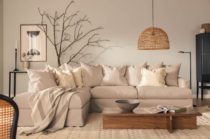 3-sits Soffa med Schäslong Menard Vänster Tvättbar & avtagbar klädsel - Beige - Möbler - Soffa - Divansoffa & schäslongsoffa - 4 sits soffa med divan
