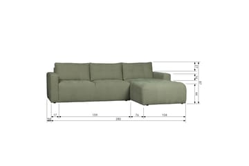 3-Sits Soffa Neukir Höger - Grön - Möbler - Soffa - Divansoffa & schäslongsoffa - 3 sits soffa med divan