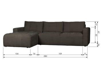 3-Sits Soffa Neukir Vänster - Antracit - Möbler - Soffa - Divansoffa & schäslongsoffa - 3 sits soffa med divan