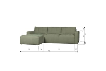 3-Sits Soffa Neukir Vänster - Grön - Möbler - Soffa - Divansoffa & schäslongsoffa - 3 sits soffa med divan
