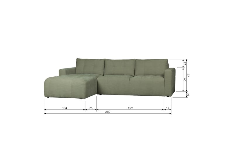 3-Sits Soffa Neukir Vänster - Grön - Möbler - Soffa - Divansoffa & schäslongsoffa - 3 sits soffa med divan