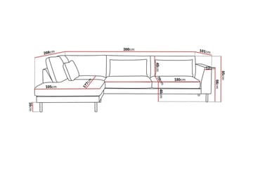 4-sits Soffa Florenz med Schäslong Vänster - Beige - Möbler - Soffa - Divansoffa & schäslongsoffa - 4 sits soffa med divan