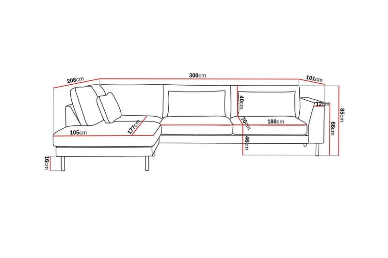 4-sits Soffa Florenz med Schäslong Vänster - Beige - Möbler - Soffa - Divansoffa & schäslongsoffa - 4 sits soffa med divan