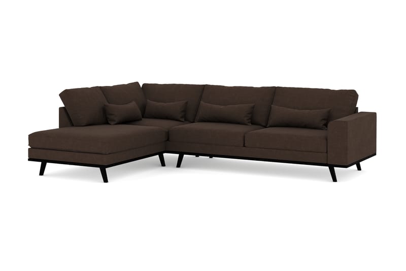 2,5-sits L-Soffa Haga - Brun - 4 sits soffa med divan - Divansoffa & schäslongsoffa