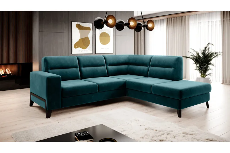 Anglika Soffa m. Schäslong 4-sits, Turkos
