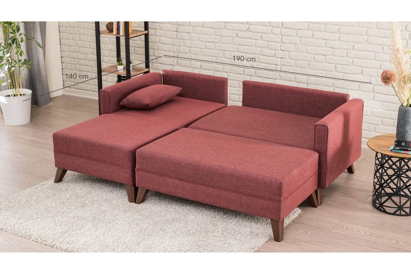 Bäddsoffa Burundi 2-sits - Röd - Möbler - Soffa - Bäddsoffa - Hörnbäddsoffa