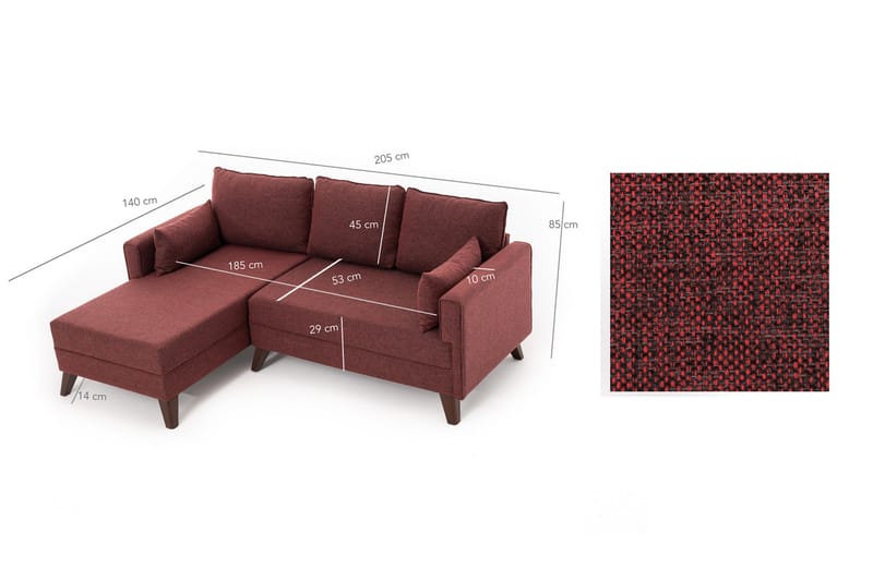 Bäddsoffa Burundi 2-sits - Röd - Möbler - Soffa - Bäddsoffa - Hörnbäddsoffa