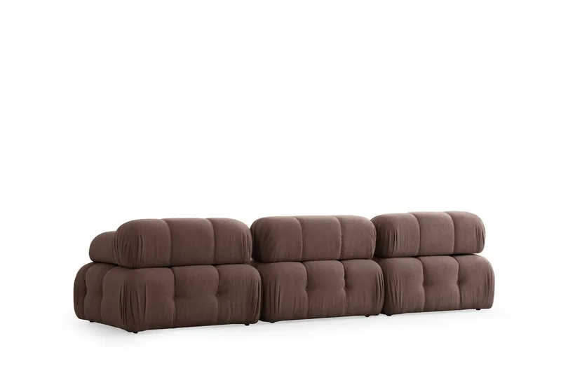 Belgin Bubblig Divansoffa 3-sits 315 cm med utfällbara armstöd och ryggstöd - Brun - Möbler - Soffa - Modulsoffa - Komplett modulsoffa