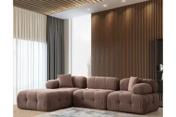 Belgin Bubblig Divansoffa 3-sits 315 cm med utfällbara armstöd och ryggstöd - Brun - Möbler - Soffa - Modulsoffa - Komplett modulsoffa