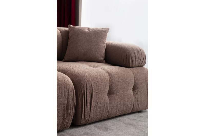 Bubblig Divansoffa 3-sits Belgin 315 cm med utfällbara armstöd och ryggstöd - Brun - Möbler - Soffa - Divansoffa & schäslongsoffa - 4 sits soffa med divan
