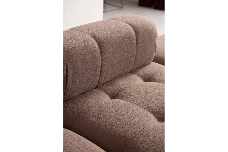 Bubblig Divansoffa 3-sits Belgin 315 cm med utfällbara armstöd och ryggstöd - Brun - Möbler - Soffa - Divansoffa & schäslongsoffa - 4 sits soffa med divan