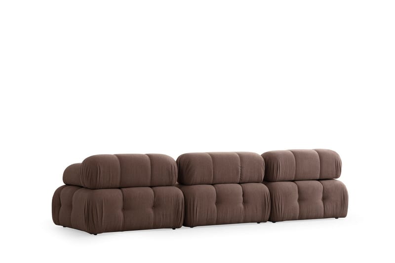 Bubblig Divansoffa 3-sits Belgin 315 cm med utfällbara armstöd och ryggstöd - Brun - Möbler - Soffa - Divansoffa & schäslongsoffa - 4 sits soffa med divan