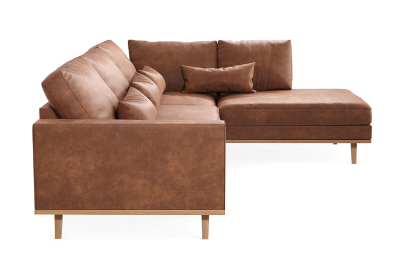 Copenhagen 4-sits Högervänd L-formad Divansoffa i Konstläder - Brun - Möbler - Soffa - Divansoffa & schäslongsoffa - 4 sits soffa med divan