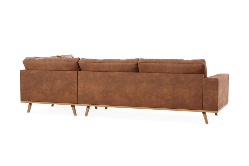 Copenhagen 4-sits Högervänd L-formad Divansoffa i Konstläder - Brun - Möbler - Soffa - Divansoffa & schäslongsoffa - 4 sits soffa med divan