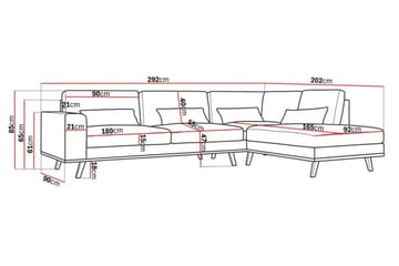 Copenhagen 4-sits Högervänd L-formad Divansoffa i Konstläder - Brun - Möbler - Soffa - Divansoffa & schäslongsoffa - 4 sits soffa med divan