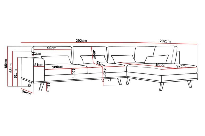 Copenhagen 4-sits Högervänd L-formad Divansoffa i Konstläder - Brun - Möbler - Soffa - Divansoffa & schäslongsoffa - 4 sits soffa med divan