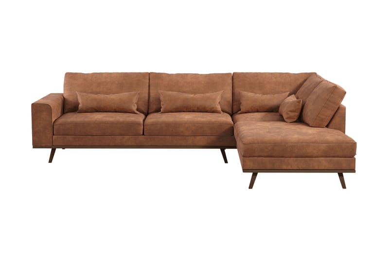 Copenhagen 4-sits Högervänd L-formad Divansoffa i Konstläder - Brun - Möbler - Soffa - Divansoffa & schäslongsoffa - 4 sits soffa med divan
