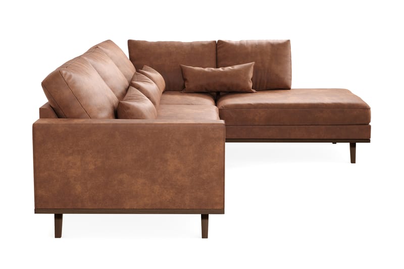 Copenhagen 4-sits Högervänd L-formad Divansoffa i Konstläder - Brun - Möbler - Soffa - Divansoffa & schäslongsoffa - 4 sits soffa med divan