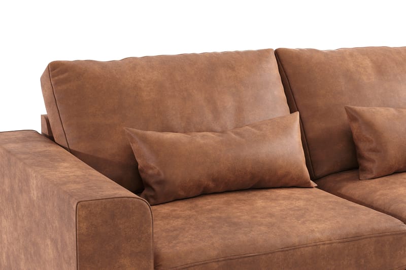 Copenhagen 4-sits Högervänd L-formad Divansoffa i Konstläder - Brun - Möbler - Soffa - Divansoffa & schäslongsoffa - 4 sits soffa med divan