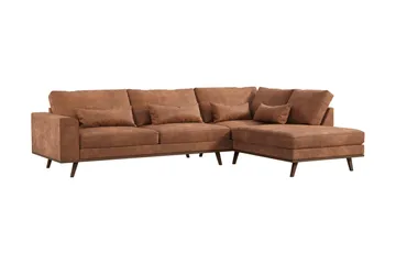 Copenhagen 4-sits Högervänd L-formad Divansoffa i Konstläder - Brun - Möbler - Soffa - Divansoffa & schäslongsoffa - 4 sits soffa med divan