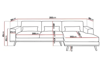 Copenhagen 4-sits Högervänd L-formad Divansoffa i Manchester - Mörkgrå - Möbler - Soffa - Divansoffa & schäslongsoffa - 4 sits soffa med divan