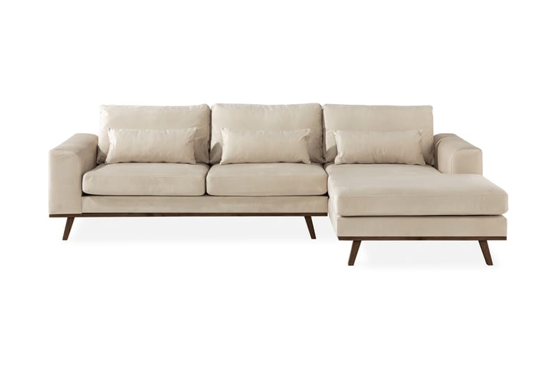 Copenhagen 4-sits Högervänd L-formad Divansoffa i Sammet - Beige - Möbler - Soffa - Divansoffa & schäslongsoffa - 4 sits soffa med divan