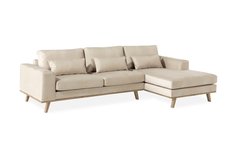 Copenhagen 4-sits Högervänd L-formad Divansoffa i Sammet - Beige - Möbler - Soffa - Divansoffa & schäslongsoffa - 4 sits soffa med divan