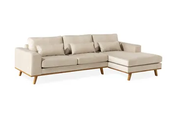 Copenhagen 4-sits Högervänd L-formad Divansoffa i Sammet - Beige - Möbler - Soffa - Divansoffa & schäslongsoffa - 4 sits soffa med divan