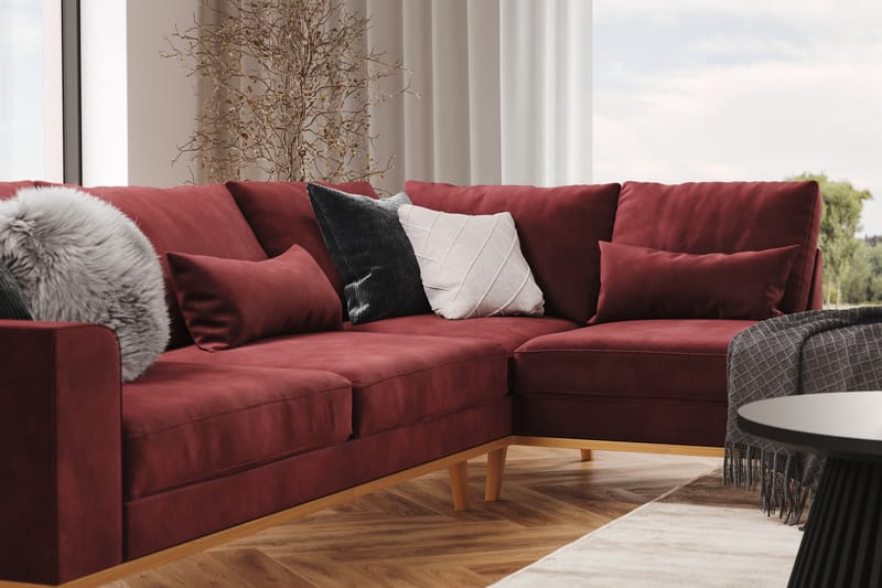 Copenhagen 4-sits Högervänd L-formad Divansoffa i Sammet - Lila - Möbler - Soffa - Divansoffa & schäslongsoffa - 4 sits soffa med divan